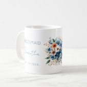 Brautjungfer Geschenk Blau Blumen Personalized Kaffeetasse (Vorderseite Links)