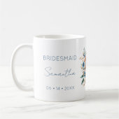 Brautjungfer Geschenk Blau Blumen Personalized Kaffeetasse (Links)