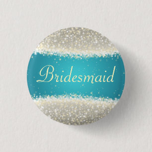 Brautjungfer Geschenk Dazzling Sparkles Türkis Button