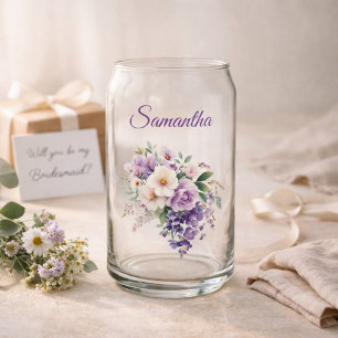Brautjungfer-Geschenk Elegante lila Blumen Persona Dosenglas