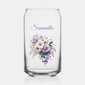 Brautjungfer Geschenk Elegante Violette Blumen Per Dosenglas (Vorderseite)