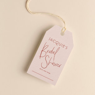 Brautjungfer-Geschenk-Etikett in Rosa und Rostrot Geschenkanhänger