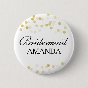Brautjungfer Geschenk Faux Goldfolie Glitterlichte Button
