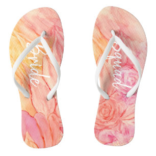 Brautjungfer Geschenk Flip-Flops Frische Blumen Badesandalen