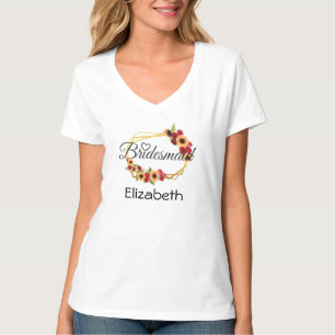 Brautjungfer Geschenk, Sonnenblume, Rosen, Blumen  T-Shirt