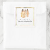 Brautjungfer Geschenkaufkleber Quadratischer Aufkleber (Tasche)