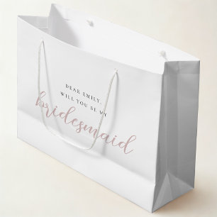 Brautjungfer-Geschenktasche mit rosa Kalligrafie Große Geschenktüte