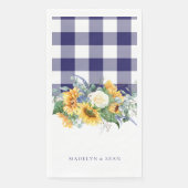 Brautjungfer Gingham Sonnenblumen Personalisierte Serviette (Vorderseite)