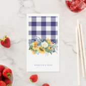 Brautjungfer Gingham Sonnenblumen Personalisierte Serviette (Beispiel)