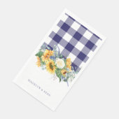 Brautjungfer Gingham Sonnenblumen Personalisierte Serviette (Ecke)