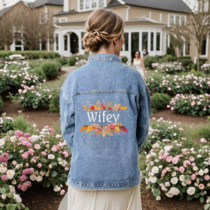 Brautjungfer Herbst Brautparty Blätter Hochzeiten Jeansjacke
