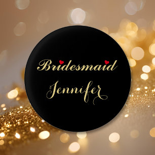 Brautjungfer Hochzeit Braut Brautparty Schwarz Button