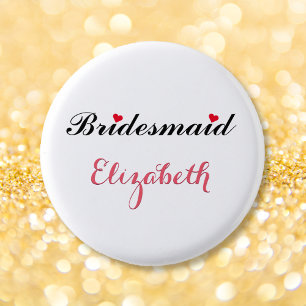 Brautjungfer Hochzeit Braut Brautparty Weiß Button