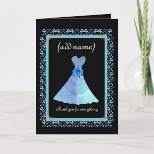 BRAUTJUNGFER Hochzeit danken Ihnen - blaue Dankeskarte