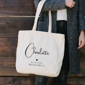 Brautjungfer Hochzeit Einfach Moderne Schrift Name Jumbo Stoffbeutel