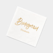 Brautjungfer Hochzeit Gold Weiß  Servietten Mit Folie (Links)
