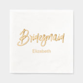 Brautjungfer Hochzeit Gold Weiß  Servietten Mit Folie (Vorderseite)