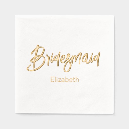 Brautjungfer Hochzeit Gold Weiß  Servietten Mit Folie (Vorderseite)