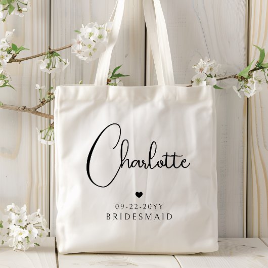 Brautjungfer Hochzeit Moderne Schrift Personal Nam Tragetasche