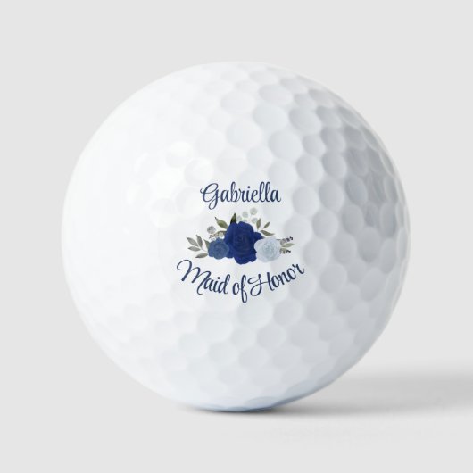 Brautjungfer Hochzeitsgeschenk Blaue Boho Chic Ros Golfball (Vorderseite)