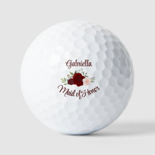Brautjungfer Hochzeitsgeschenk Burgunder-Rosa Rose Golfball