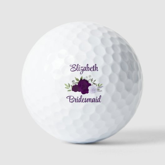Brautjungfer Hochzeitsgeschenk Lila Boho Rosen Golfball (Vorderseite)