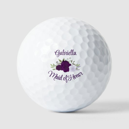Brautjungfer Hochzeitsgeschenk Lila Boho Rosen Golfball (Vorderseite)