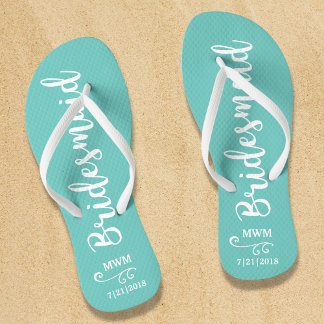 Brautjungfer Hochzeitsgeschenk Name oder Monogramm Badesandalen