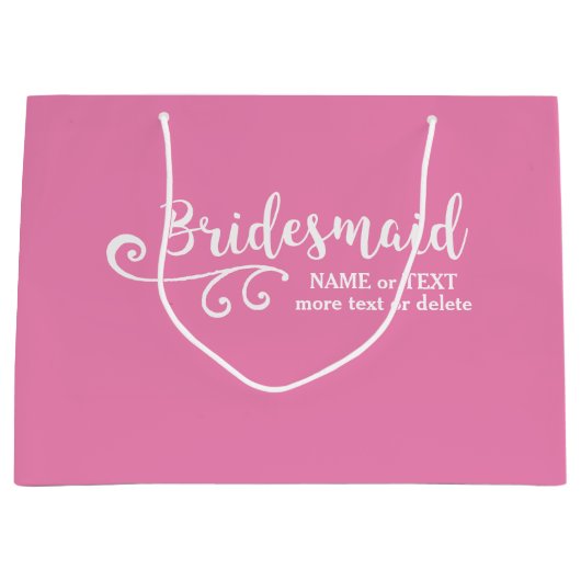 Brautjungfer Hochzeitsgeschenk Name oder Monogramm Große Geschenktüte (Vorderseite)