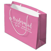 Brautjungfer Hochzeitsgeschenk Name oder Monogramm Große Geschenktüte (Rückseite Schrägansicht)