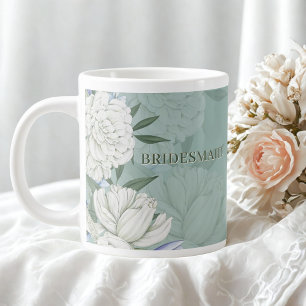 Brautjungfer Hochzeitsgeschenk – Salbei Grün & Pfi Jumbo-Tasse