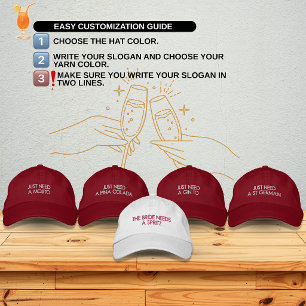 Brautjungfer Hut mit individuellem Cocktail-Motiv