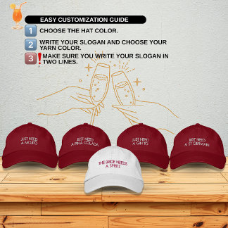 Brautjungfer Hut mit individuellem Cocktail-Motiv