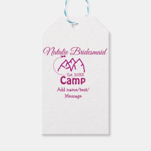 Brautjungfer im rosa Camp-Design mit Namen, Datum  Geschenkanhänger