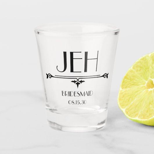 Brautjungfer Initialen Schnapsglas (Vorderseite)