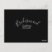 Brautjungfer Junggesellinnenabschied Name modern Postkarte (Rückseite)