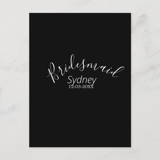 Brautjungfer Junggesellinnenabschied Name modern Postkarte (Vorderseite)