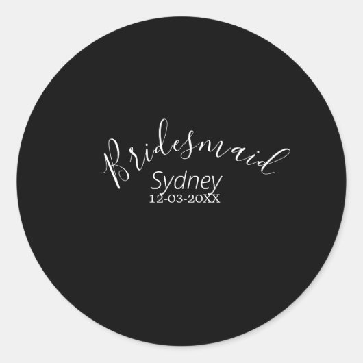 Brautjungfer Junggesellinnenabschied Namen modern Runder Aufkleber (Vorderseite)