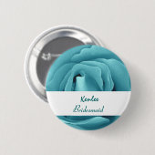 BRAUTJUNGFER Knopf mit AQUA BLAUER Rose V03 Button (Vorne & Hinten)
