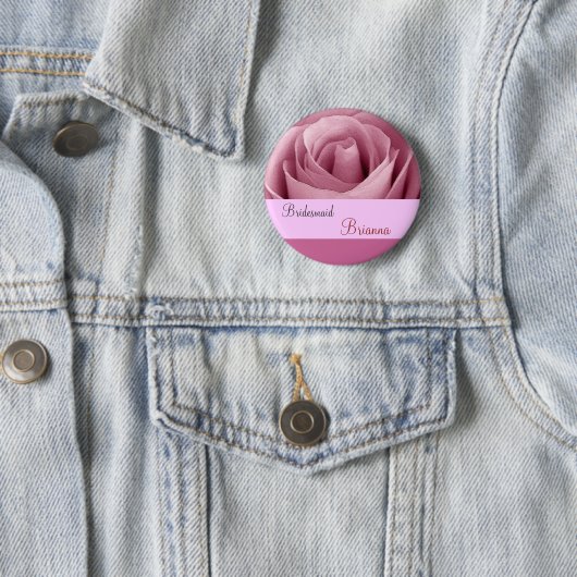 BRAUTJUNGFER Knopf mit ROSA Rose Button (Beispiel)