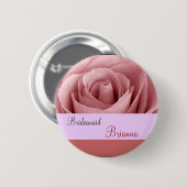 BRAUTJUNGFER Knopf mit ROSA Rose Button (Vorne & Hinten)