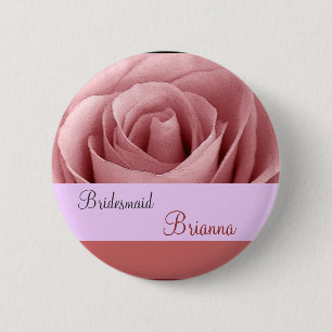 BRAUTJUNGFER Knopf mit ROSA Rose Button