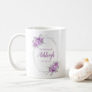 Brautjungfer Lavendel Blumen Geometrischer Silber Kaffeetasse