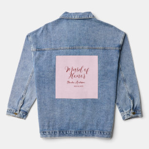 Brautjungfer lila Name Datum rosa Pastell Braut Jeansjacke