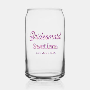 Brautjungfer lila rosa Name Datum Ehrenbrautjungfe Dosenglas