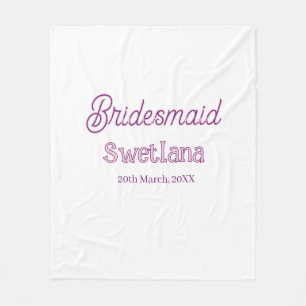 Brautjungfer lila rosa Name Datum Ehrenjungfer Fleecedecke