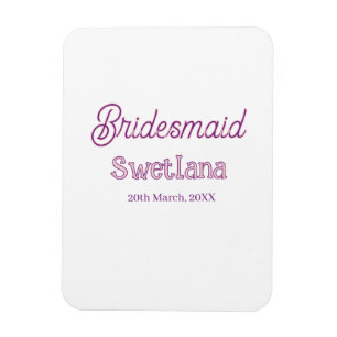 Brautjungfer lila rosa Name Datum Ehrenjungfer Magnet