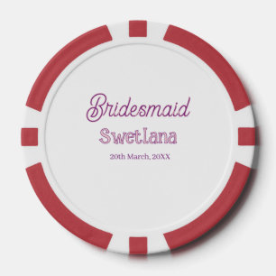 Brautjungfer lila rosa Name Datum Ehrenjungfer Pokerchips