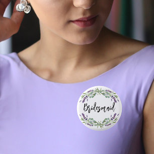 Brautjungfer lila violett Eukalyptus Hochzeit Button