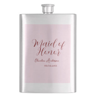 Brautjungfer mauve Name Datum rosa Pastell Braute Flachmann